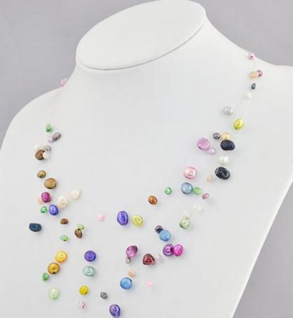 Multicolor Freshwater Pearl Necklace 8 Rows 3-7mm Fine Jewelry
