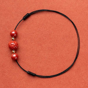 14K Plated Silver Beads Red String Anklet Natural Cinnabar Anklets