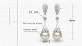 925 Silver Clear Crystal Drop Earrings Teardrop Bridal Wedding Jewelry