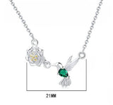 925 Silver Spring Bird & Tree Dangle Pendant Necklace for Women
