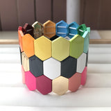 Colorful Enamel Tile Beaded Bracelet, Rainbow Stretch Boho Jewelry