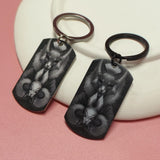 Tiny Bunny Steel Keychain Military Plate Custom Pattern Key Ring for Men