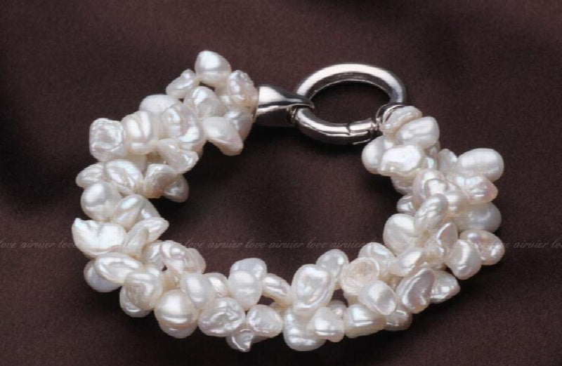 Baroque Pearl Bracelet 3 Rows Natural Freshwater Pearls