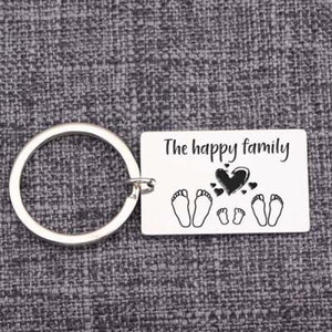 Family Footprint Member Keyrings Stainless Steel Charm Keychain