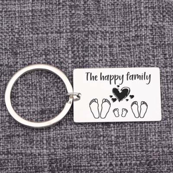 Family Footprint Member Keyrings Stainless Steel Charm Keychain