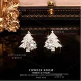 Snowflake Christmas Tree Stud Earrings S925 Silver Needle High Earrings