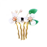 Glass Flower Hair Comb Freshwater Pearl Hair Clip for Women