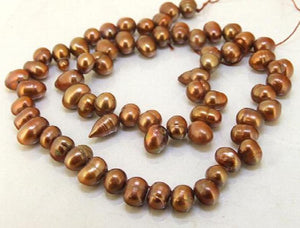 6x9mm Coffee Freshwater Pearl Loose Beads 14inches String DIY Jewelry LS3-064