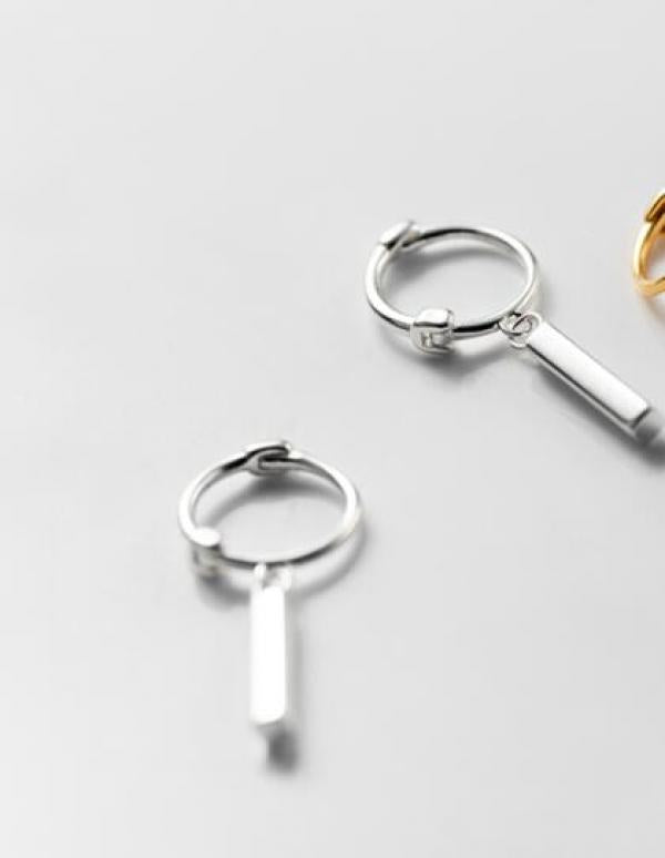 Sterling Silver Geometric Ear Hoop Huggie Earrings