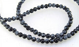 Charming Snowflake Jade Round 4mm Gemstone Loose Beads 15'' Strand
