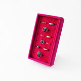 Hot Pink Jewelry Trays Ring Display Stand Box 7 Slot Velvet Bracelet Showcase