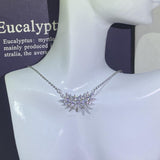 Leaves Flowers Chain Pendant Necklace For Women Diamond Crystal Gift Jewelry