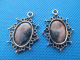 50pcs Antique Silver/Bronze Oval Flower Border Base Setting Tray Bezel Pendant