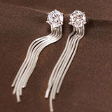 925 Silver CZ Square Wedding Dangle Earrings For Women