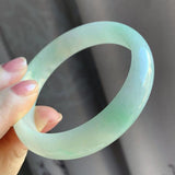Zheru Jadeite 54-64mm Green Two-Tone Bracelet Princess Jewelry