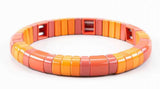 Rainbow Bracelet Enamel Tile Alloy Beaded Stackable Elasticity Bangles