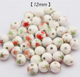 50pcs Porcelain Beads, DIY Ceramic Loose Beads, Round Shape