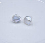 Baroque 11-12mm Freshwater Pearls Silver Stud Earring