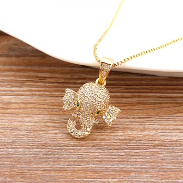 Nidin Hot Copper Elephant Necklace Cubic Zircon Lucky Animal Jewelry