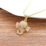 Nidin Hot Copper Elephant Necklace Cubic Zircon Lucky Animal Jewelry