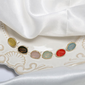 Spring Glitter Oval Alloy DIY Earrings Accessories