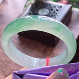 Zheru Jewelry Natural Burmese Jadeite Light Green Two-tone Bracelet