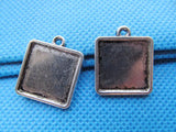100pcs Square Base Setting Tray Bezel Pendant Charm 15mm Cabochon DIY Accessory
