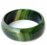 Natural Jade Agate Bangle Bracelet Charm Hand-Carved Round Bangle