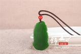 Chinese Green Jade God Wealth Pendant Necklace Charm Jewellery