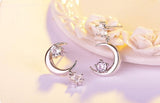 925 Silver Zirconia Star Moon Tassel Earrings S-E389