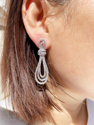 Yellow CZ Pendant Earrings For Women Bridal Wedding Party