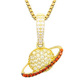 925 Silver Planet Pendant Necklace With Red Cubic Zircon