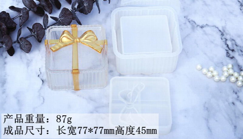 DIY Bow Storage Box Resin Mold Silicone Mold Love Stripe Crystal Epoxy Mold