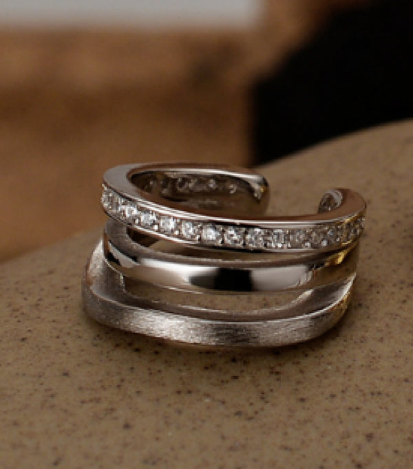925 Silver CZ Paved Ear Clip Wide Cartilage Cuff