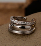 925 Silver CZ Paved Ear Clip Wide Cartilage Cuff