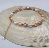Colorful Freshwater Pearl Bracelet Wedding Mom Charming Lady Fine Jewelry Gift