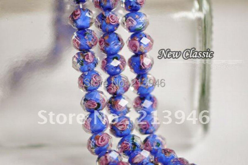 Purple Inner Flower Crystal Rondelle Beads 96Pcs