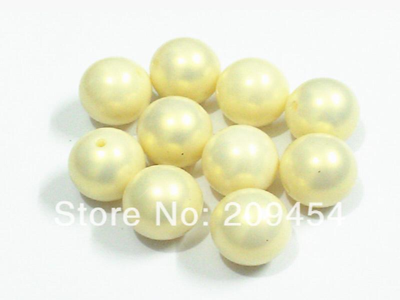 20mm 100pcs Yellow Chunky Round Pearl Acrylic Beads