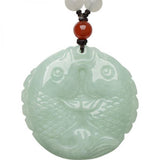 Natural Burmese Jadeite Pisces Pendant Necklace Jewelry Gift