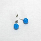 12mm Round Turquoise Beads Silver Stud Earrings