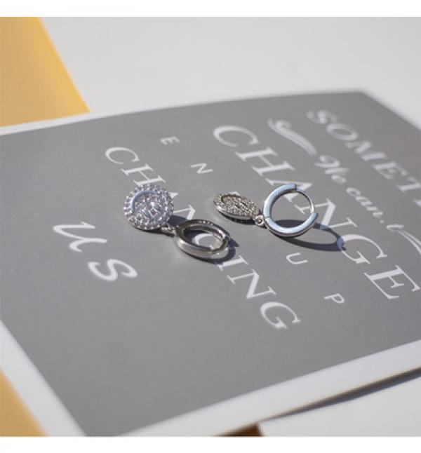 925 Silver Smiley Zircon Water Square Drop Earring