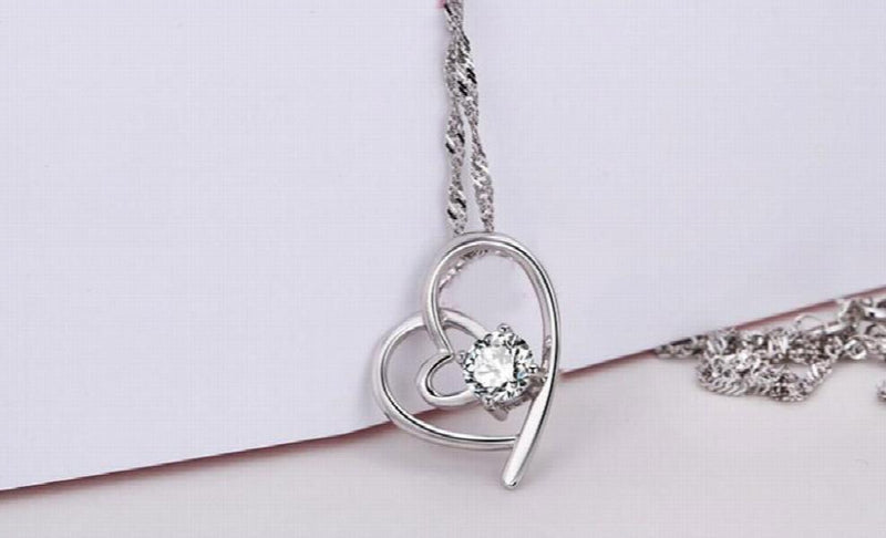 S925 Silver Choker Hearts Pendant Necklace for Women
