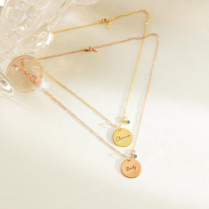 Personalized Birthstone Name Necklace Stainless Steel Birthday Gift