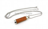 Light Brown Wood Aroma Pendant in 316L Stainless Steel Vial for Essential Oil