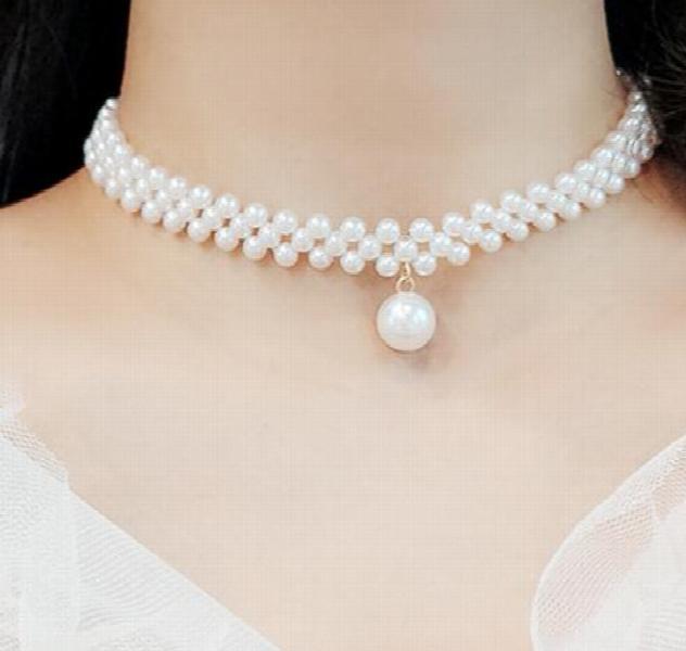 Japanese Choker Necklace Artificial Pearl Clavicle Chain Short Neck Ornament