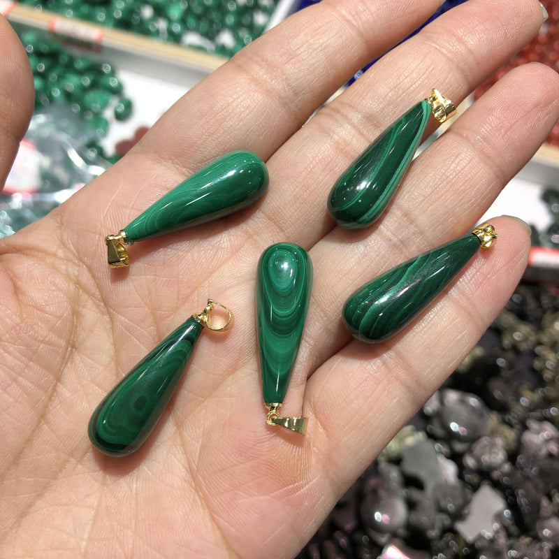 Natural Malachite Water Drop Pendant Crystal Healing Stone