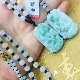 Green Jade Dragon & Phoenix Pair Pendant with Necklace