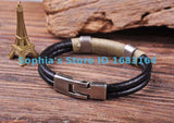 G34 Surfer Double Leather Hemp Mens Bracelet Cuff & Beige