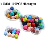 100pcs Hexagon Silicone Beads 13mm Baby Teether Necklace Chew Beads