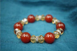 14mm Natural Agate Diamond Crystal Bracelet